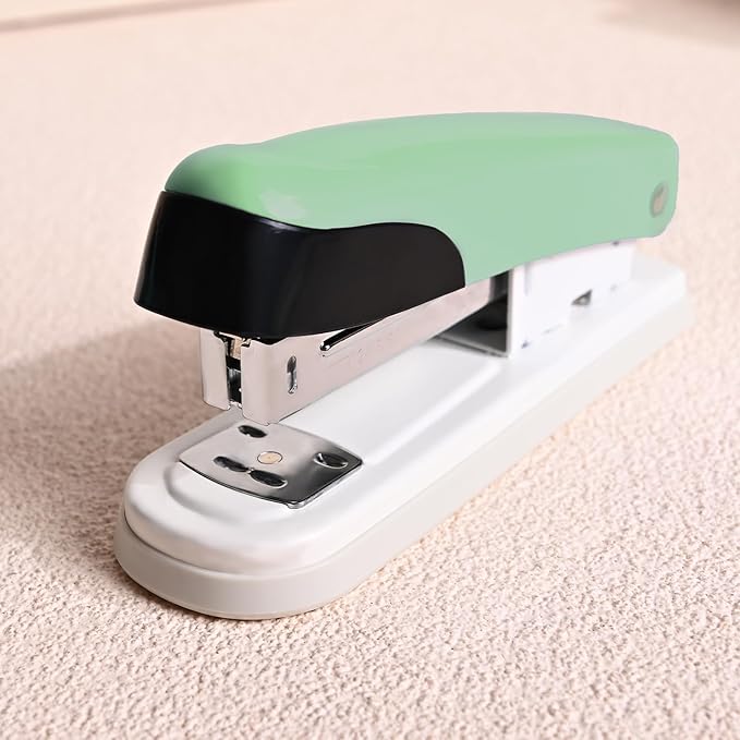 Temiary Stapler, Desktop Metal Staplers with 2000 Standard Staples, 25 Sheet Capacity, One Finger Stapling, Jam Free, No Effort Staplers for Classroom, Office or Desk (Green)