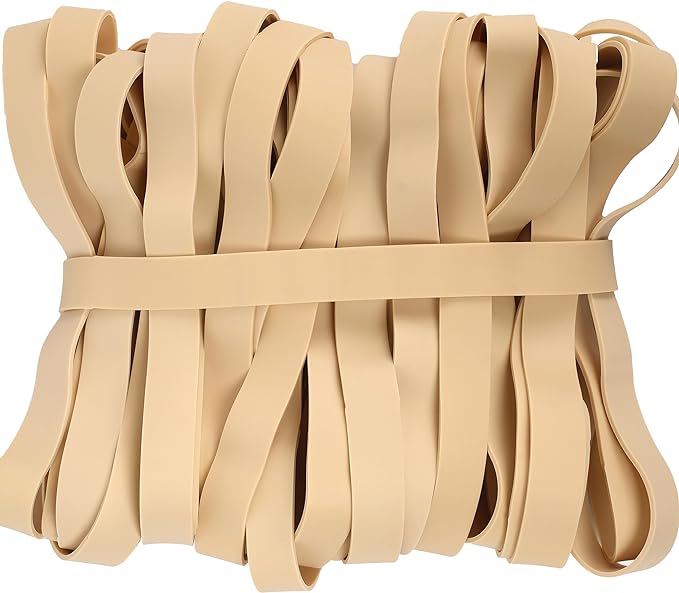 Rubber Bands Size#107 Heavy Duty Big Wide rubber band 30PCS Elastic Bands for Office Supply Trash Can File Folders Litter Box Rubber Bands (Light brown)