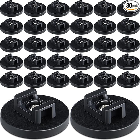 Yookeer 30 Pcs Magnetic Zip Tie Mount Base Black Magnetic Cable Clips Wire Holder Multipurpose Cable Ties Management Base Electrical Supplies for Wire (43 mm)