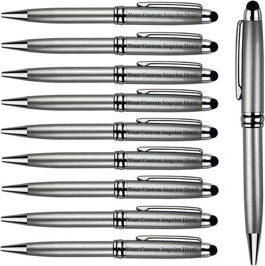Ancolo Personalized Ballpoint Pens Medium Point Engraved with Your Message, Team Name, Phone Number Name pens For journaling and office writing - Gift for Men and Women 10 Pens/Box