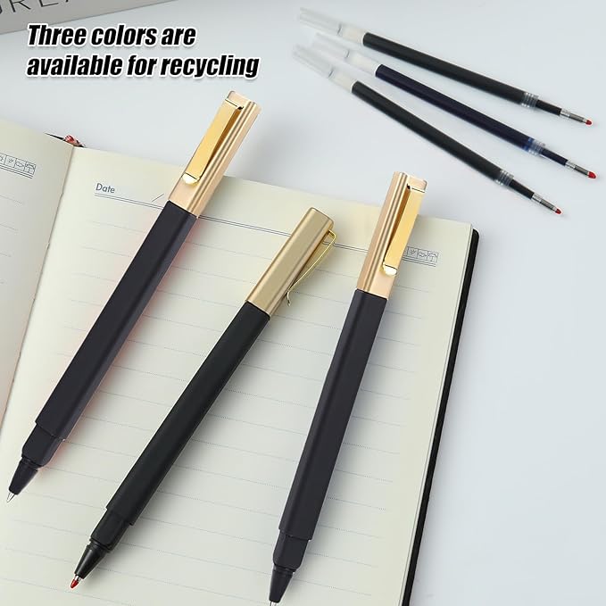 12 Pack Gel Pens Black 0.5 mm Medium Point Black Gel Ink Pens with Cap Quick Drying Ballpoint Pen Smooth Writing Fine Point Pen for Journaling School Office Supplies