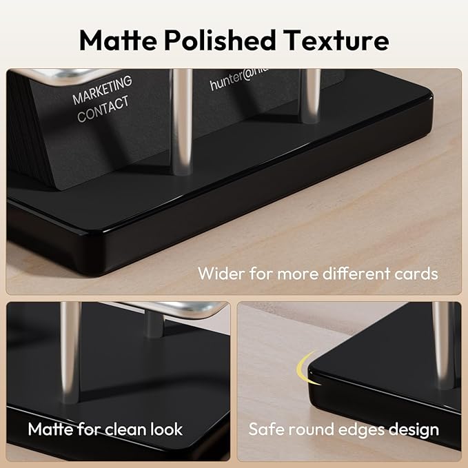 NIUBEE Acrylic Business Card Holder: Metal Business Card Display Stand for Desk - Frosted Name Card Organizer for Office, Reception, Desktop (Silver) - 2pack