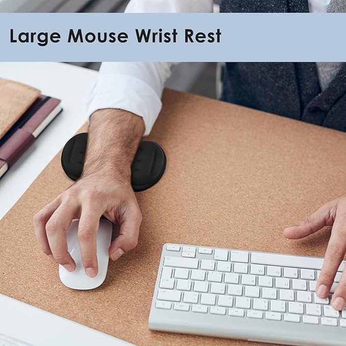 VANKEY Large Mouse Wrist Rest, Soft Memory Foam Wrist Pad for Mouse, Mouse Wrist Support Pad for Office Work, PC Gaming, Wrist Pain Relief (Black)