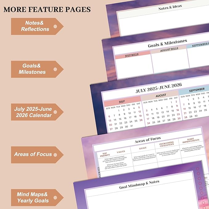 CAGIE Planner 2025-2026 for Women, July 2025-June 2026 Calendar Planners Weekly and Monthly 8.5 x 11 Large 25-26 Hourly Daily Yearly Academic Agenda with Stickers Hardcover