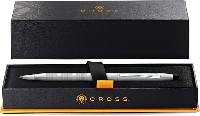 Cross Classic Century Refillable Ballpoint Pen Presented in a Luxury Gift Box - Medium Point, Black Ink, Brushed Chrome