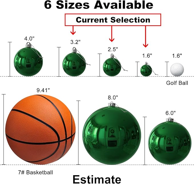 Emerald Green Christmas Ornaments - Christmas Tree Decorations Shatterproof Hanging Balls for Birthday Wedding Holiday Decor Set of 36pcs, Multi-Sizes(1.6",2.5",3.2")