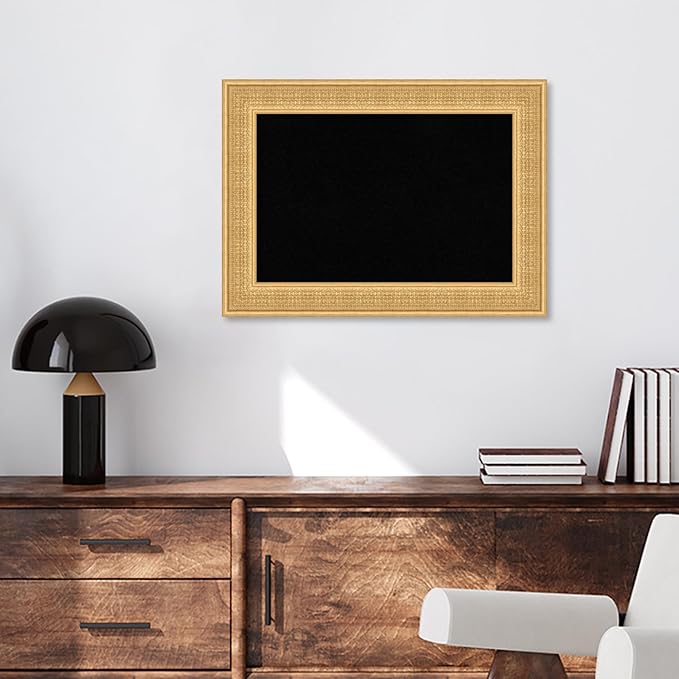 Amanti Art Black Cork Board for Wall, 22x30 Vision Board with Gold Wood Frame, Medium Corkboard Office Decor for Home Organization, Traditional Corkboard Pinboard to Display Items for Home