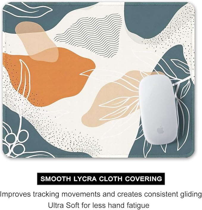 Auhoahsil Mouse Pad, 12 x 10 in Abstract Art Theme Computer Mouse Pad for Desk, Premium-Textured Non-Slip Rubber Stitched Edges Waterproof Square Mouse Mat for Gaming Work Wireless Mice, Blue