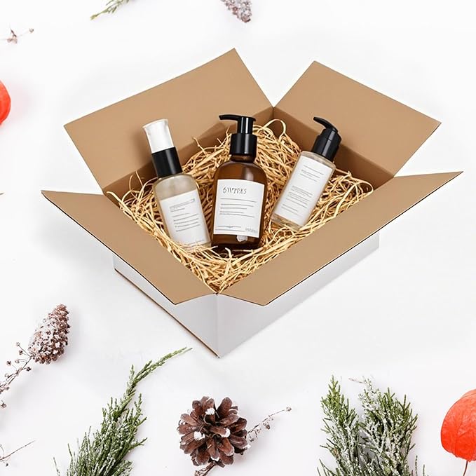 CRUGLA 10x7x4 White Shipping Boxes Set of 40, White Corrugated Cardboard Boxes for Small Business Shipping Mailing Packing