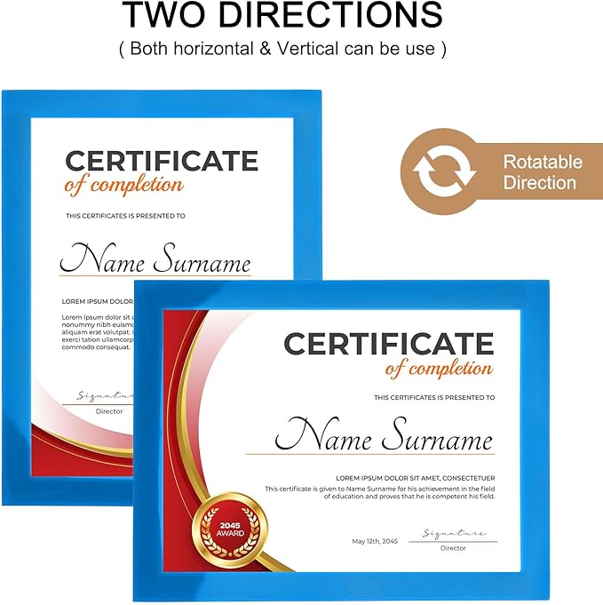 uxcell 5 Pcs Magnetic Sign Holder, 5" x 7" Self-Adhesive Magnetic Wall Signs Holder Magnetic Picture Frame Document Holder for Home Office Wall Window Displays, Sky Blue