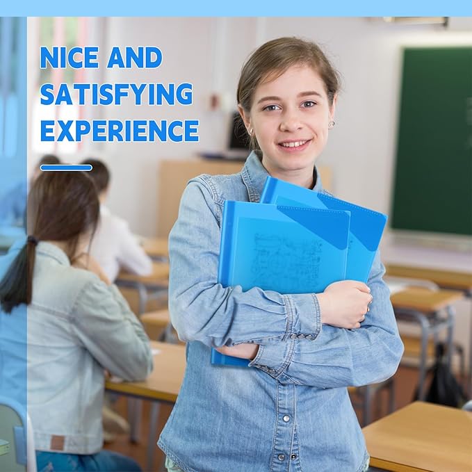 Yeaqee 50 Pack Clear 2 Pocket Folders with Prongs, Plastic Folders with Pockets and Prongs Fit Letter Size, File Folder for School Business Office Home(Blue)