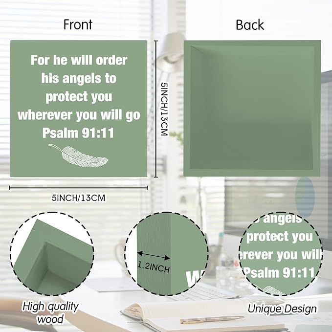 Sage Green Office Desk Accessories Decor Sign Christian Religious Gifts for Women Christian Bible Verse Gift for Women Men Family Friend Driver