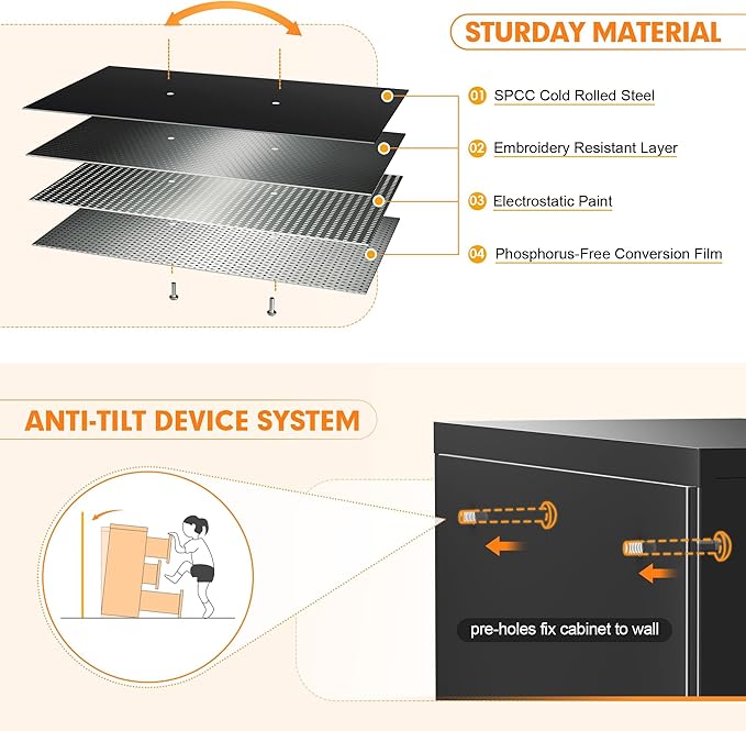 INTERGREAT File Cabinet 3 Drawers, Metal Lateral Filing Cabinets for Home Office, Locking Black File Cabinet for Hanging Files Letter/Legal/F4/A4, Easy Assembly