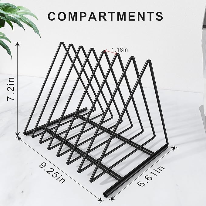Set of 2 Upgraded Triangle File Folder Rack,7 Sections File Holder,File Storage Sorter/Stand,Desktop File Organizer,Wire Organizer Rack,Magazine Folder Holder,Letter/Legal, Anti-Scratch/Rusty