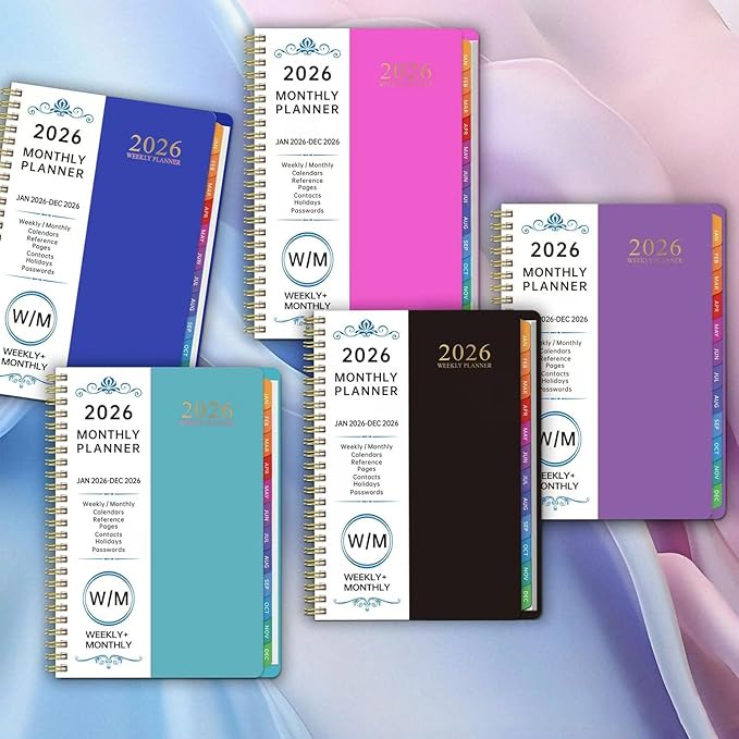 2026 Planner Weekly and Monthly, 2026 Academic Year (January 2026 - December 2026) Calendar wirh Tabs, Agenda Book for School Student, Teachers, Office Supplies,Home, 6" x 8.5" (Pink JAN2026-DEC2026)