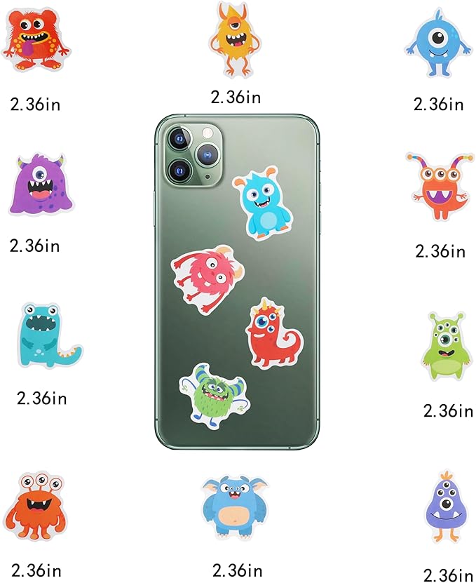 100 Pack Monster Stickers, Monster Party Favors, Birthday Decorations
