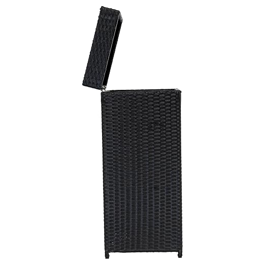 Sunnydaze Outdoor Trash Cans with Lids - Set of 2 Indoor and Outdoor Garbage Cans – 26 Gal and 15 Gal - Black