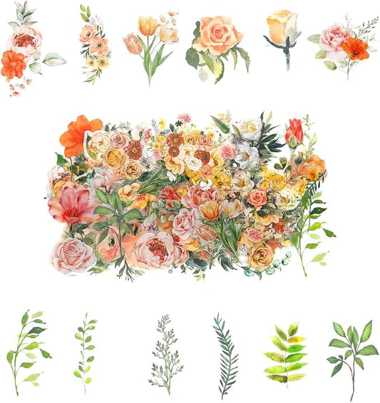 100 Pcs Natural Botanical Flower Stickers, Wildflower Stickers for Scrapbooking Junk Journal Notebook Diary Planner Letter Envelope Water Bottle Phone Case Craft Decoration (Wildflower)