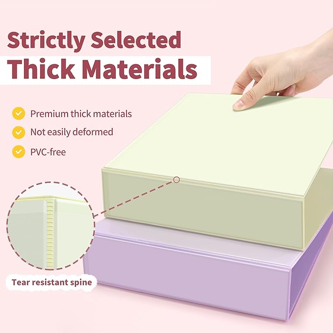 SUNEE 3 Ring Binder 2 Inch, Clear View Binder Three Ring PVC-Free (Fit 8.5x11 Inches) for School or Office Supplies, Assorted Pastel, 4 Pack