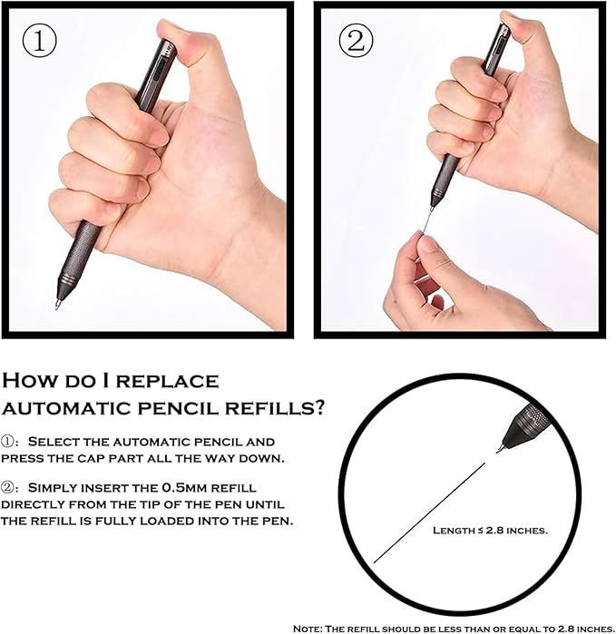 DUNBONG 4 in 1 Multicolor pen, Metal Cased Multifunction Pen, 0.5mm Mechanical Pencil, Red, Blue and Black, 1-Count (Black)