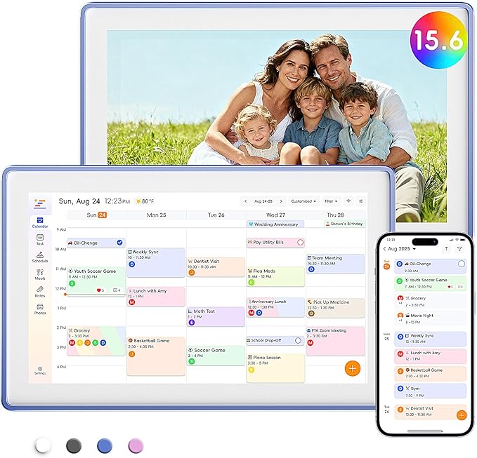 Westsee 15.6" Digital Wall Calendar Frame – Interactive Touchscreen Eletronic Calendars, Smart Family Planner for Schedule, Photo Display, Meals, Chore Chart & Tasks, Wall & Desk Mountable (Ultramarine)
