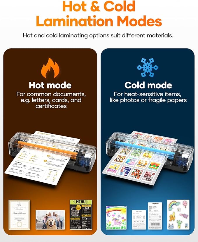 Kejector Laminator Machine, 9 Inch with 20 A4 Sheets Thermal and Cold Lamination Built in Cutter Quick Warm Up for Home Office School