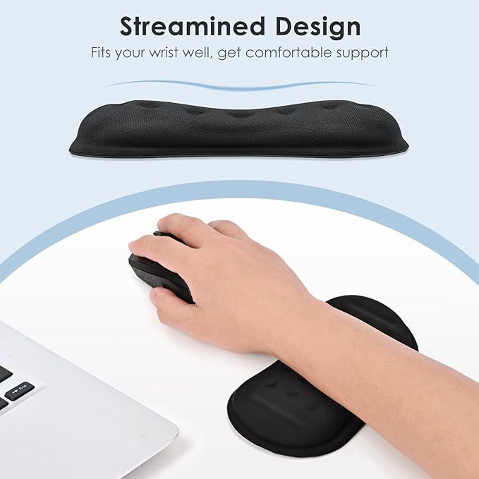 VANKEY Large Mouse Wrist Rest, Soft Memory Foam Wrist Pad for Mouse, Mouse Wrist Support Pad for Office Work, PC Gaming, Wrist Pain Relief (Black)
