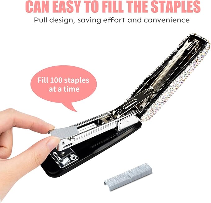 Diamond Crystal Handmade Bling Dazzling Stapler for Office, School, or Home (AB Color)