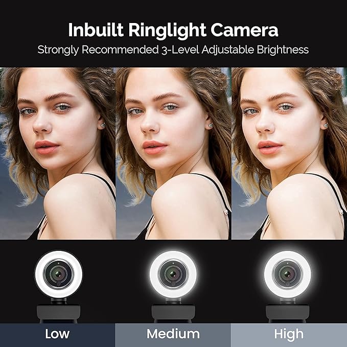 PC Webcam for Streaming HD 1080P, 960A USB Pro Computer Web Camera Video Cam for Mac Windows Laptop Conferencing Gaming Webcam with Ring Light & Microphone