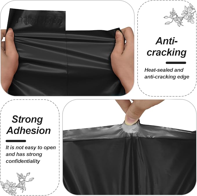JinRuiKJ Thank You Poly Mailer 14.5x19 Inch 50 PCS, Shipping Bags for Clothing, Packaging Bags for Small Business, Strong Adhensive, Waterproof and Tear-Resistant Mailing Envelopes, Black