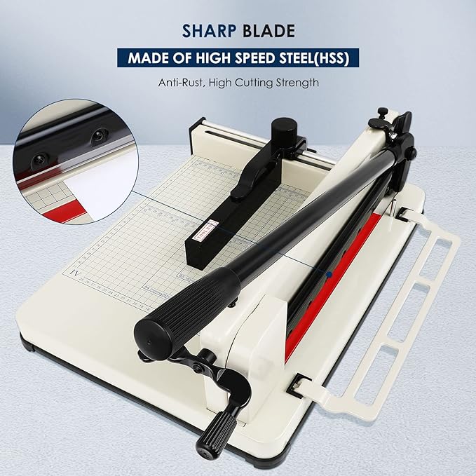 FAHKNS 17" Heavy Duty Guillotine Trimmer Paper Cutter,Cortadora de Papel 500 Sheets Paper Trimmer with Double Safety Protection Durable HSS Blade for Cutting Paper