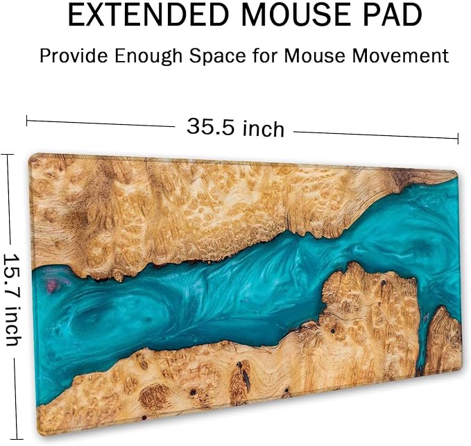 SSOIU Large Mouse Pad, Full Desk XXL Extended Gaming Mouse Pad 35.5" X 15.7", Waterproof Desk Mat with Stitched Edge, Non-Slip Laptop Computer Keyboard Mousepad for Office & Home, Petrified Wood