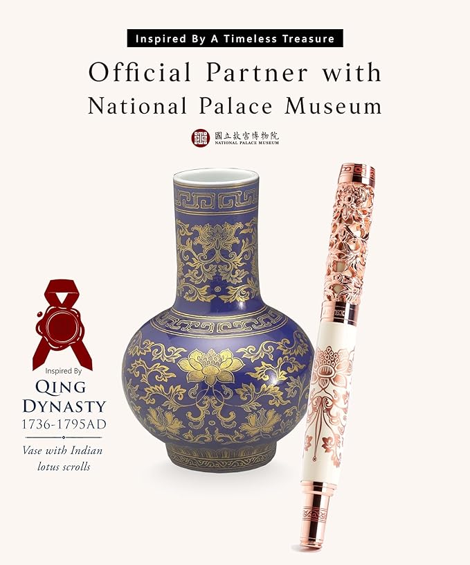 Executive Rollerball Pen Sets With Stand - Museum Art Collections - Crafting Timeless Beauty - Luxury Pen Gift & Office Desk Decor, German SCHMIDT refill, Solid Metal & Marble Texture