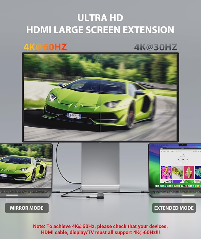 Aceele USB C Hub, 6 in 1 USBC Multiport Adapter with 10Gbps 2 USB C 3.2 and 2 USB A 3.2 Data Port, 4K 60Hz HDMI, 100W Power Delivery for MacBook Pro/Air, iPad Pro, iMac, Surface, XPS and More