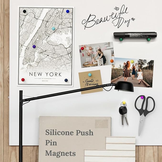 SMART&COOL Silicone Anti Scratch Push Pin Refrigerator Magnets, Thumbtack Magnets for Fridge, Dry Erase Board, Whiteboard, Office, Classroom, School (20 Pack, Multi)