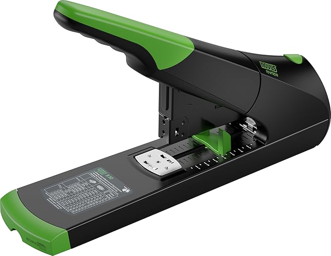 Novus B50 re+New Heavy Duty Stapler, 140 Sheet Capacity, Made of 81% Recycled Plastic, German Engineered, Adjustable Guide, 25 Yr. Warranty, Black (023-0065)
