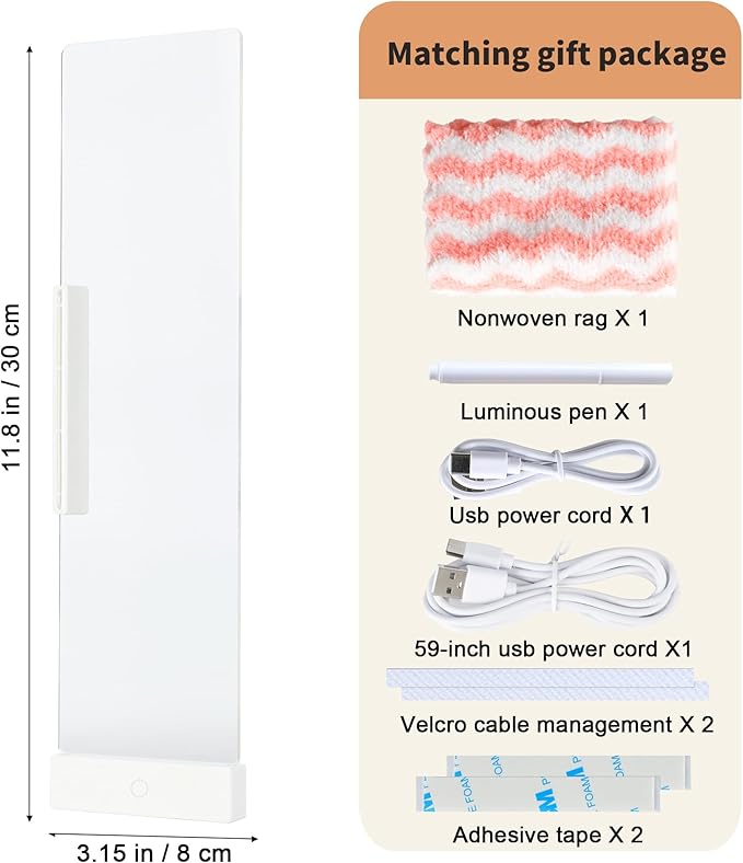 LED Memo Board with Sticky Note Holder, Clear Acrylic Computer Monitor Organizer, Office Supplies, Work from Home Essentials, Multifunction Workspace Accessories