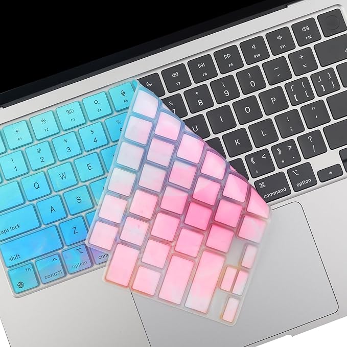 2 Pack Keyboard Cover Skin for 2025-2023 MacBook Air 13" 15" M4 M3 M2, 2025-2021 MacBook Pro 14" 16" M5 M4 M3 M2 M1 Pro/Max, 14.2" 16.2" MacBook Pro /13.6" 15.3" MacBook Air, US, Stylish Colorful