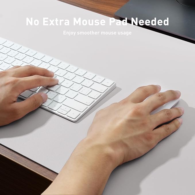 Aothia Large PU Leather Desk Pad Protector – Non-Slip Mouse Pad & Writing Mat for Office/Home, Waterproof, Easy to Clean (31.5" x 15.7", Pale Lavender White)