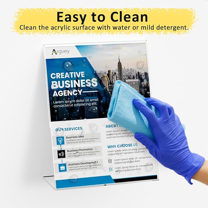 4 Pack Acrylic Sign Holder 8.5x11, Clear Plastic Slanted Back Sign Holders, Desktop Papers Menus Frame Flyer Document Holder Display Stand for Coffee Shops, Hotels, Offices, Public Spaces