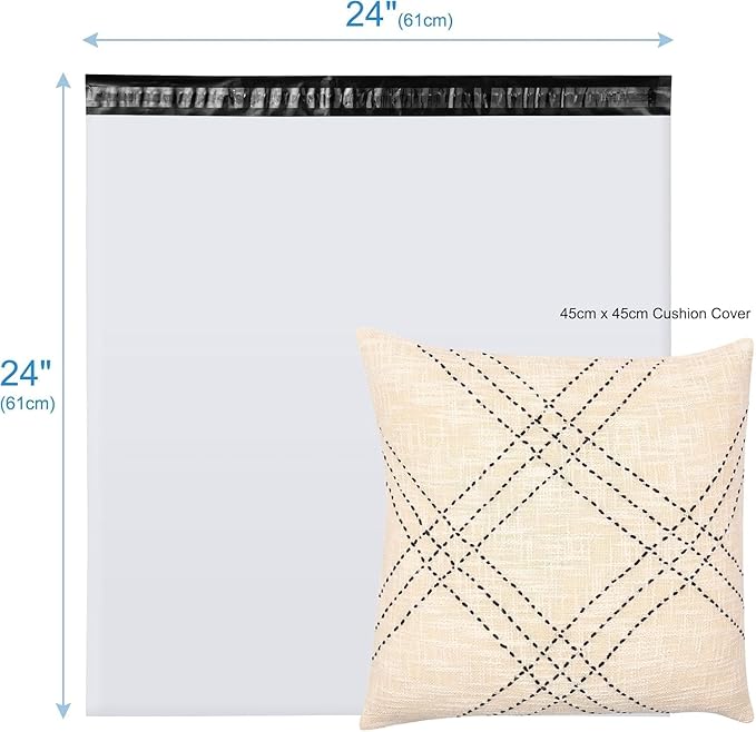 METRONIC Large Poly Mailers 24x24" 600PC White, Strong Adhensive Shipping Bags for Clothing, Waterproof Packaging Bags, Bulk Shipping Envelopes for Small Business, Mailers Poly Bags Mailing Envelope