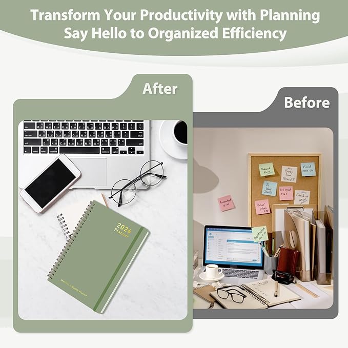 2026 Planner, Weekly and Monthly Calendar Academic Planner, Jan 2026 - Dec 2026, Planning Agenda Book for Desk Accessories and School Supplies - Letter Size (8.5'' x 11'')