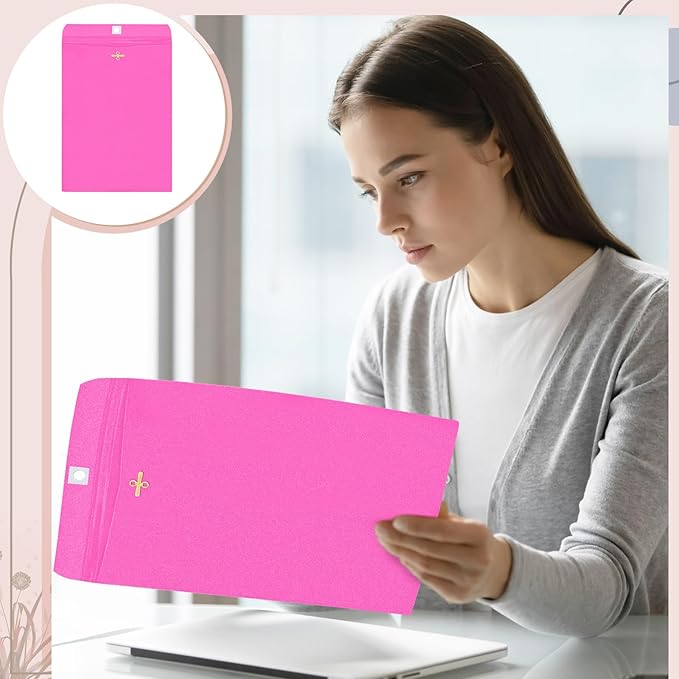 Geyee 100 Pcs Clasp Manilla Envelopes 9 x 12 Inch Gummed Colored Envelopes for Storing or Mailing for Home Office Business Supplies(Rose Pink)