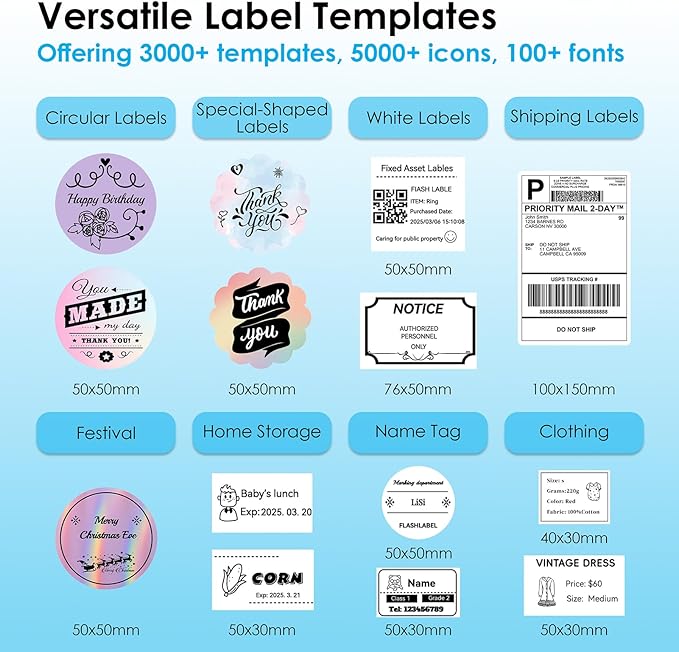 Shipping Thermal Label Printer, 4x6 Portable Label Printer, Bluetooth Label Maker for Small Business, Support iPhone,Android,Windows,Mac,Chromebook,Works with USPS, Ebay,Shopify&More, Black