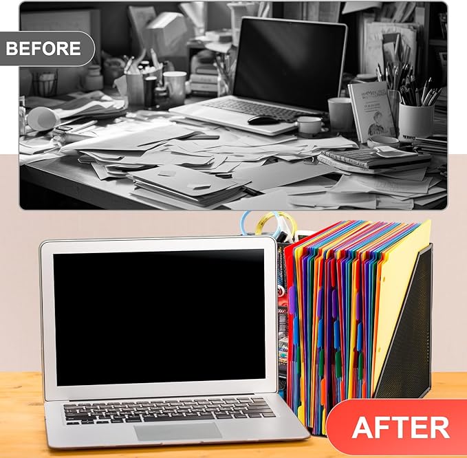 Honoson 60 Pcs Plastic Folders with Clear Front Pocket 3 Hole Punched Folders for 3 Ring Binder 1/6 Cut Tabs for Office Classroom (Bright Colors)