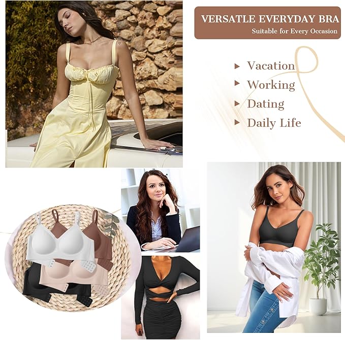 OEAK Womens Wireless Bras Comfortable Push Up Bra No Underwire Bra Full Support Lift Bralette Everyday Seamless Tshirt Bras