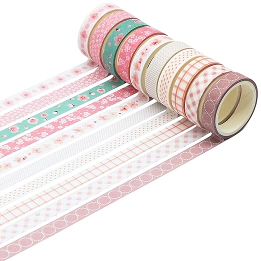 Knaid 40 Rolls of Slim Washi Tape Gift Box Set, Decorative Paper Tapes 10 mm Wide for Scrapbooking, DIY Arts and Crafts, Bullet Journal, Planner, Junk Journal, Notebooks (Pastel)