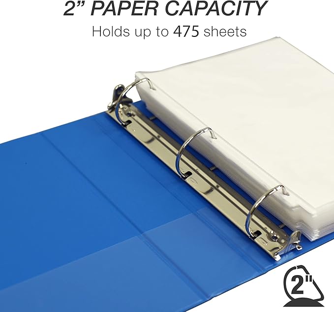 Samsill Durable 2 inch 3 Ring Binder, Made in USA, D Ring Binder, FSC 100% Recycled Chipboard, Marine Assortment, 4 Pack