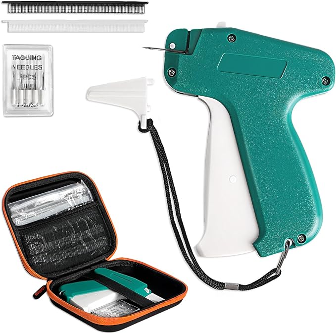 Stitch Gun for Clothes with Case, Mini Stitch Gun for Clothes, Quick Clothing Fixer, Quilting Hemming Gun Kit with 6 Needles, 1500 White & 1500 Black Fasteners (Standard)