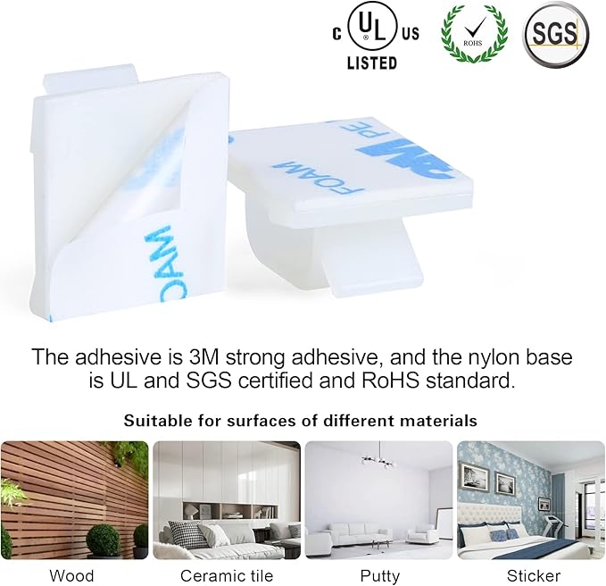 120 Pcs XHF Adhesive Cable Wire Clips White, Cable Staples Outdoor Cable Management Wire Organizer Cord Holder for Under Desk, Car, Wall, TV PC Ethernet Cable